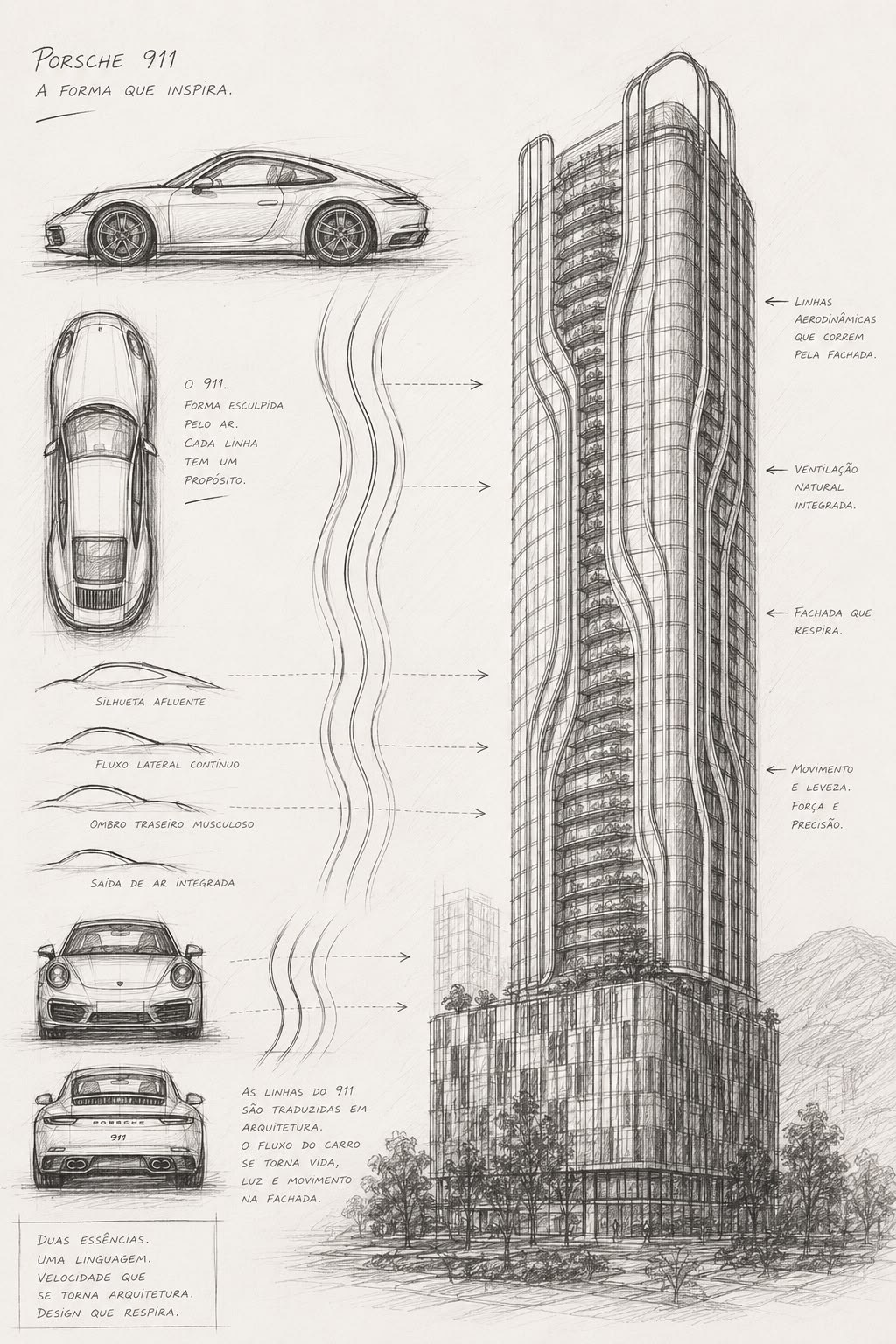 Estudo de design do TARGAN Itapema inspirado nas linhas do Porsche 911